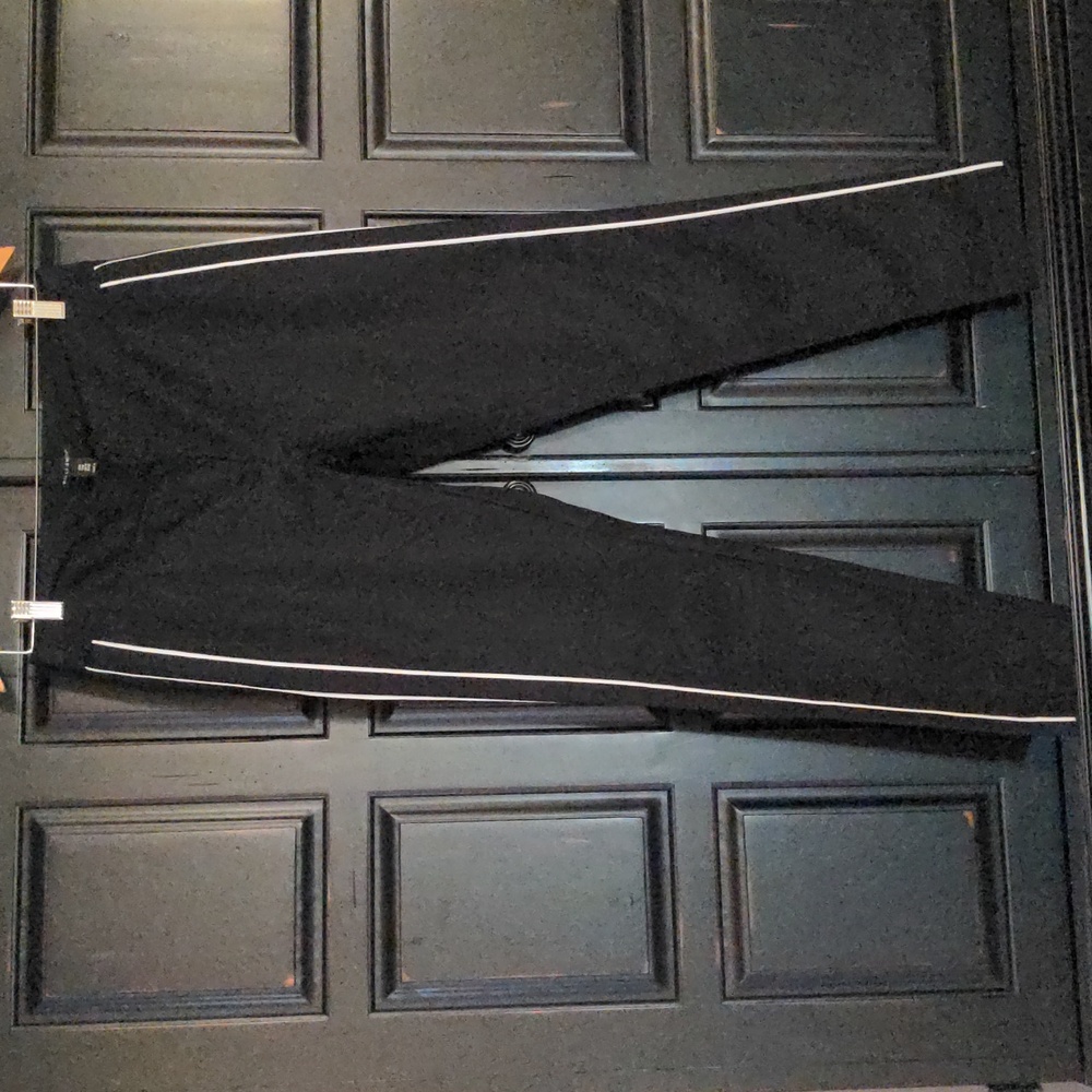 Black cotton with spandex double side stripe pants, size 6